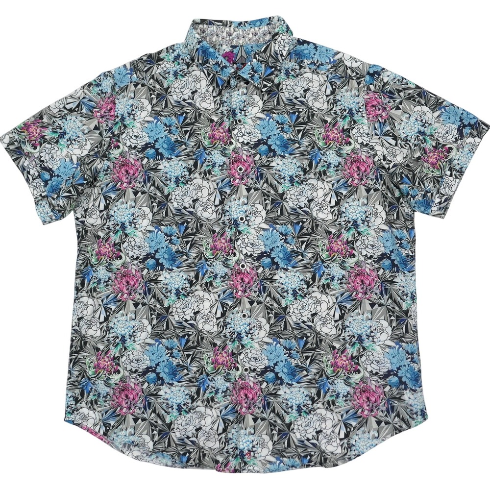 Robert Graham Mens L Crystal Prism Floral Geometric Button Down‎ S/S Shirt AOP - Picture 2 of 10